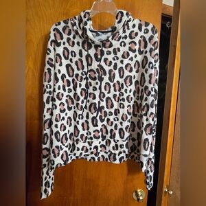 Jaclyn Intimates Leopard Print Hoodie & Jogger Lounge Set, XL